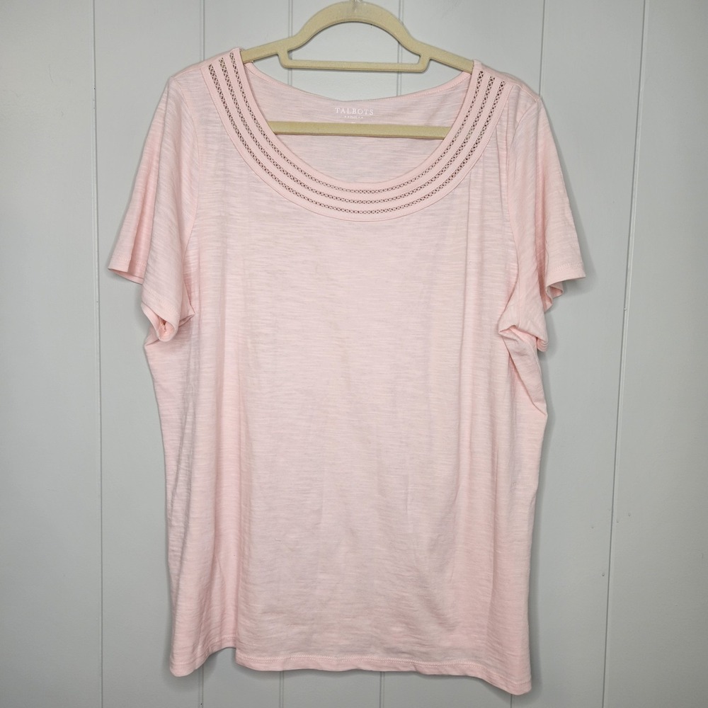 Talbots Plis 1X 100% Cotton Pink Blouse Top Shirt